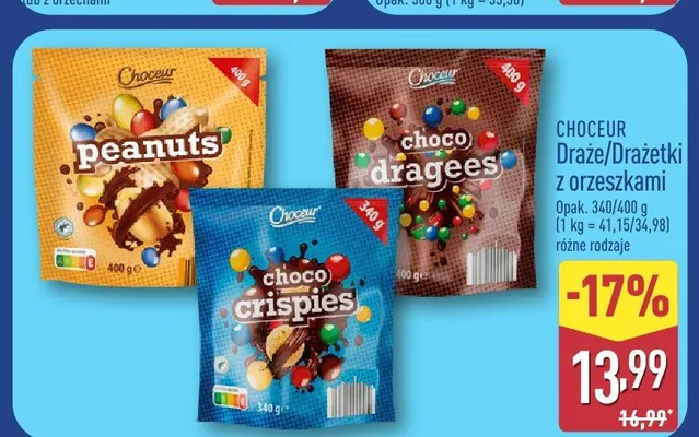 Draże/Drażetki z orzeszkami Choceur promocja w Aldi