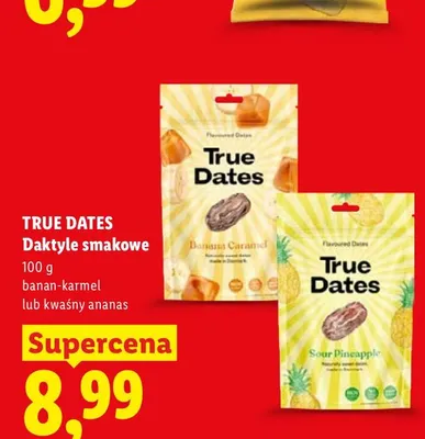 Daktyle smakowe banan-karmel True Dates promocja w Lidl