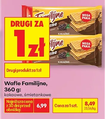 Wafle kakaowe DRUGIE ZA 1 ZŁ promocja w Biedronka