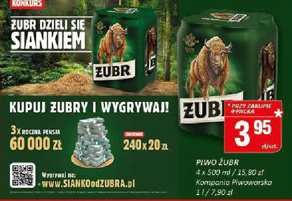Piwo żubr 4 x 500 ml promocja w Chorten