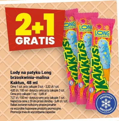 Lody na patyku Long brzoskwinia-malina Kaktus promocja w Twój Market