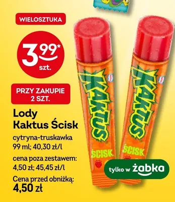 Lody Kaktus Ścisk cytryna-truskawka promocja w Żabka