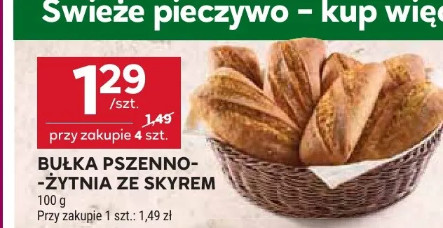 Bułka pszenno-żytnia ze skyrem promocja w Stokrotka