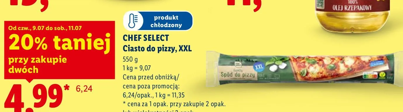 Ciasto do pizzy Chef Select XXL promocja w Lidl