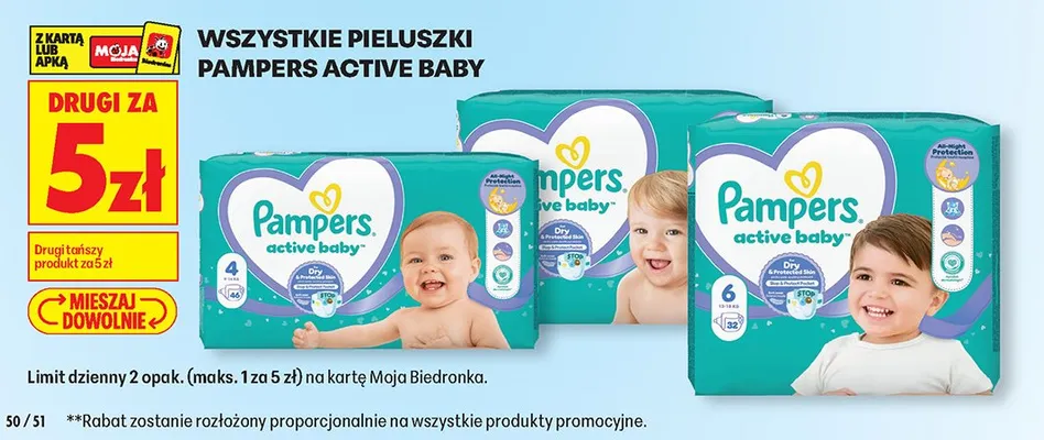 Pieluszki Pampers Active Baby rozmiar 6 promocja w Biedronka