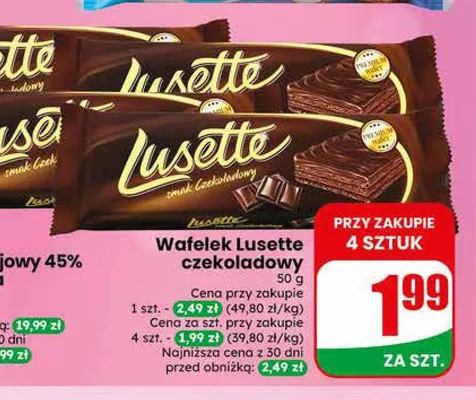 Wafelek Lusette czekoladowy promocja w Dino