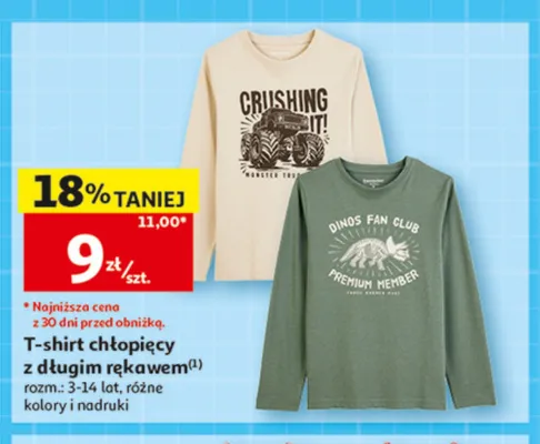 T-shirt chłopięcy z długim rękawem promocja w Auchan