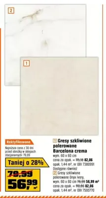 Gres szkliwiony polerowany Barcelona crema promocja w OBI