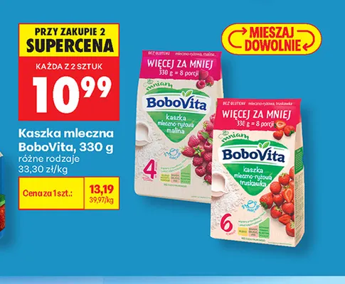 Kaszka mleczna BoboVita truskawka promocja w Biedronka