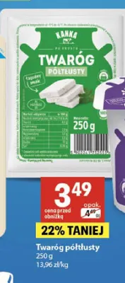 Twaróg półtłusty Kanka promocja w Delikatesy Centrum