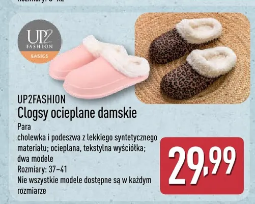 Clogsy ocieplane damskie Up2fashion promocja w Aldi