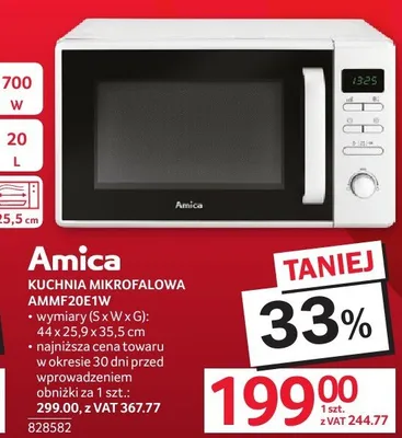 Kuchnia mikrofalowa Amica AMMF20E1W 44x25,9x35,5cm promocja w Selgros