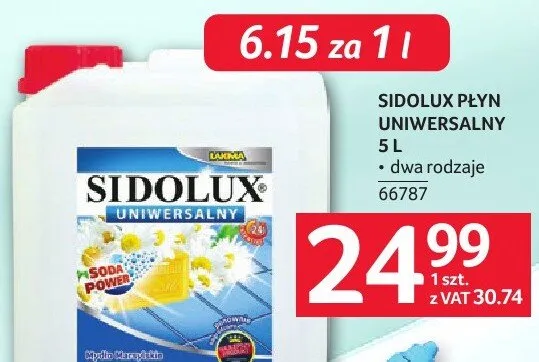 Płyn uniwersalny Sidolux 5l promocja w Selgros