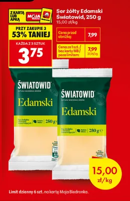 Ser żółty edamski Światowid promocja w Biedronka