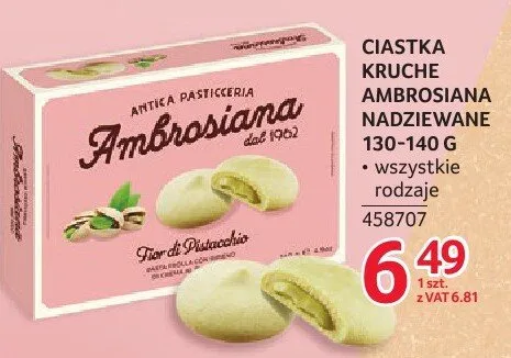 Ciastka kruche Ambrosiana nadziewane 130-140 g promocja w Selgros