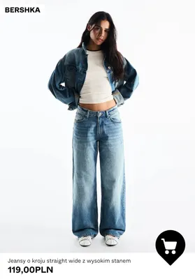 Jeansy o kroju straight wide z wysokim stanem Bershka promocja w Bershka