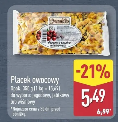 Placek owocowy Crumble jagodowy promocja w Aldi