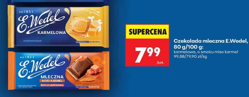 Czekolada mleczna o smaku miso karmel E.Wedel promocja w Biedronka