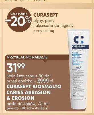 Pasta do zębów CURASEPT BIOSMALTO CARIES ABRASION & EROSION promocja w Super-Pharm