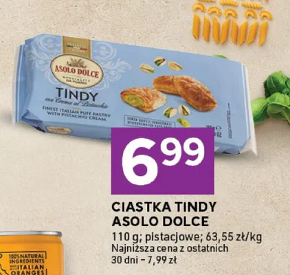 Ciastka Tindy pistacciowe Asolo Dolce promocja w Stokrotka