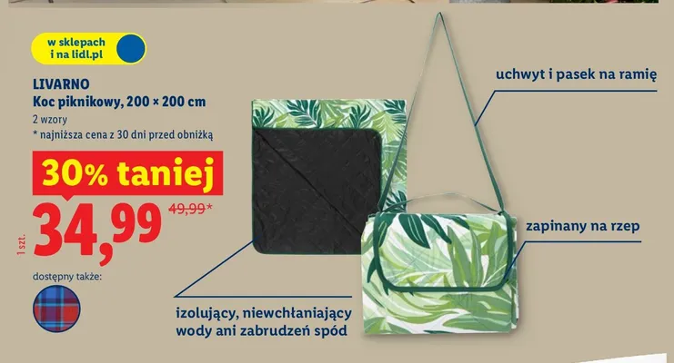 Koc piknikowy 200x200cm promocja w Lidl