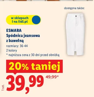 Spódnica jeansowa z bawełną promocja w Lidl