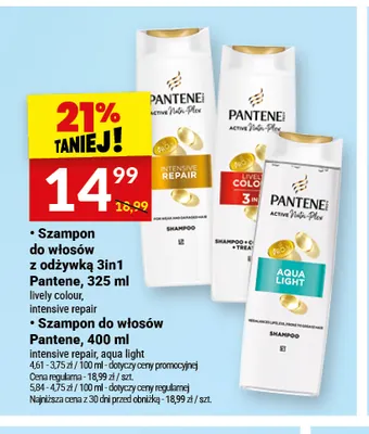 Szampon do włosów z odżywką 3in1 Pantene Intensive Repair promocja w Twój Market