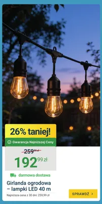 Girlanda ogrodowa lampki LED 40 m promocja w ERLI