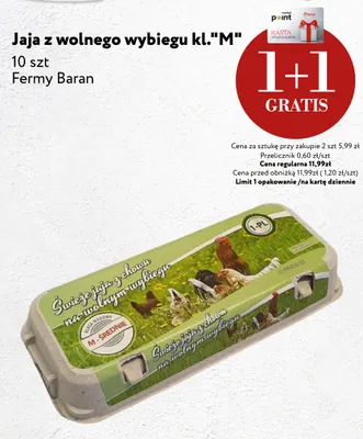 Jajka kurze z wolnego wybiegu Fermy Baran promocja w Market Point