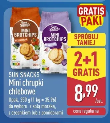 Mini chrupki chlebowe z czosnkiem Sun Snacks promocja w Aldi