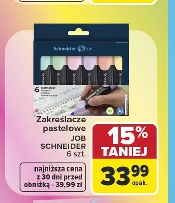 Zakreślacze pastelowe Job Schneider promocja w Carrefour