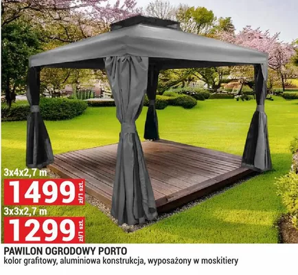 Pawilon ogrodowy Porto 3x4x2,7 m kolor grafitowy, aluminiowa konstrukcja, wyposażony w moskitiery promocja w Merkury Market