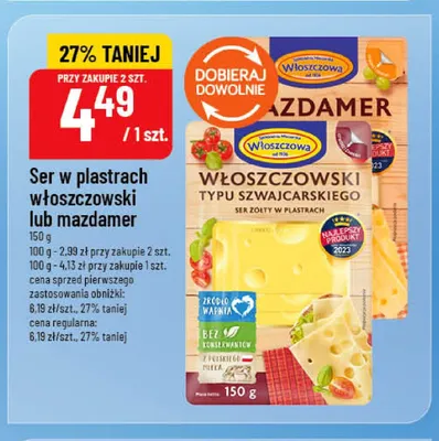 Ser żółty w plastrach Mazdamer Włoszczowa promocja w POLOmarket