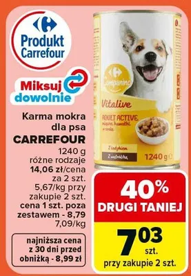 Karma mokra dla psa różne rodzaje promocja w Carrefour