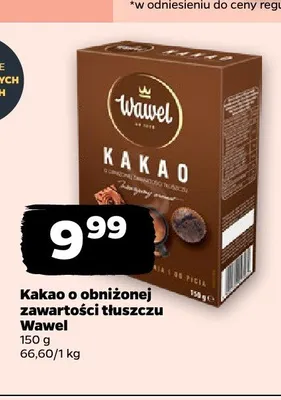Kakao o obniżonej zawartości tłuszczu Wawel promocja w Netto