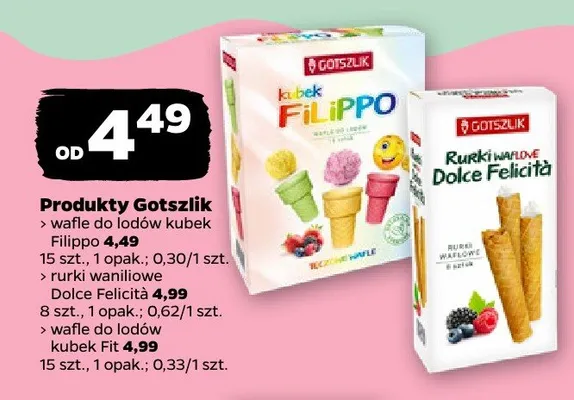 Wafle do lodów kubek Fit Gotszlik promocja w Netto
