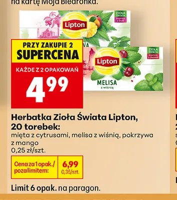 Herbatka Zioła Świata Lipton mięta z cytrusami promocja w Biedronka