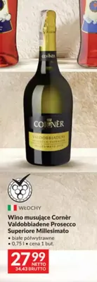 Wino musujące Cornèr Valdobbiadene Prosecco Superiore Millesimato promocja w Makro