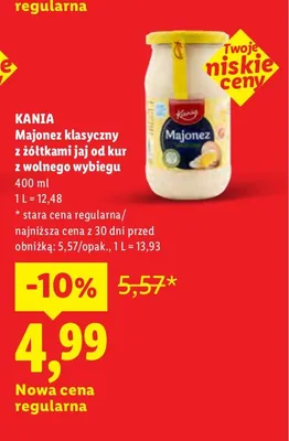 Majonez klasyczny z żółtkami jaj od kur z wolnego wybiegu Kania promocja w Lidl