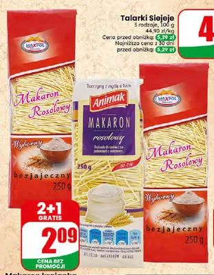 Makaron krajanka bezjajeczny Animak promocja w Dino