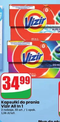 Kapsułki do prania Vizir All in 1 Alpejska Świeżość uniwersalny promocja w Dino