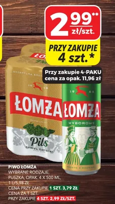Piwo Łomża puszka 4-pak promocja w Top Market