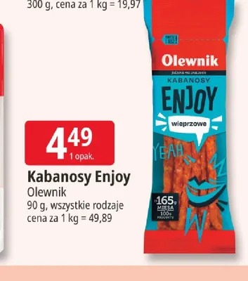 Kabanosy Enjoy Olewnik promocja w Leclerc