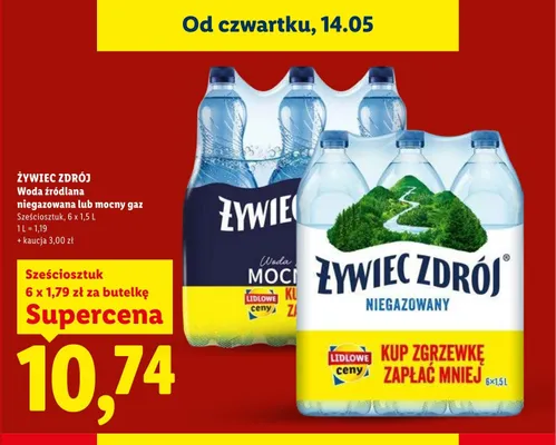 Woda źródlana niegazowana Żywiec Zdrój 6-pak 1.5l promocja w Lidl