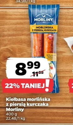 Kiełbasa morlińska z piersią kurczaka Morliny promocja w Netto