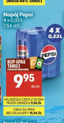 Napój gazowany Pepsi 4-pak 0,33 l promocja w Delikatesy Centrum