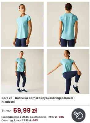Koszulka damska szybkoschnąca Dare 2b Corral Niebieski promocja w Regatta