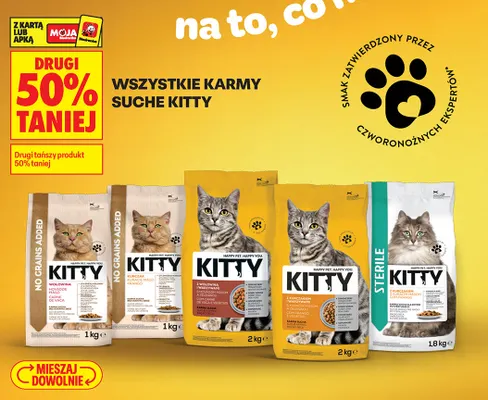 Karma sucha dla kotów z kurczakiem i warzywami Kitty promocja w Biedronka