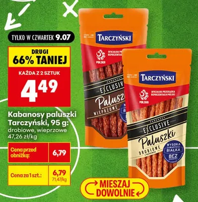 Kabanosy paluszki Tarczyński drobiowe promocja w Biedronka