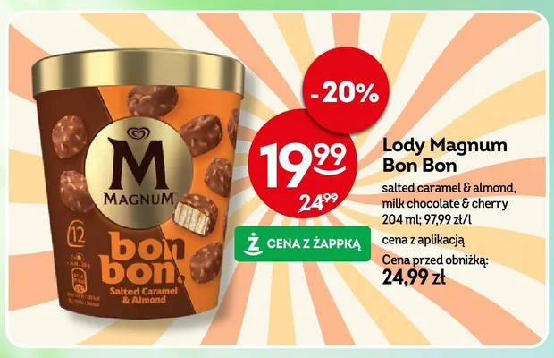 Lody Magnum Bon Bon salted caramel & almond promocja w Żabka